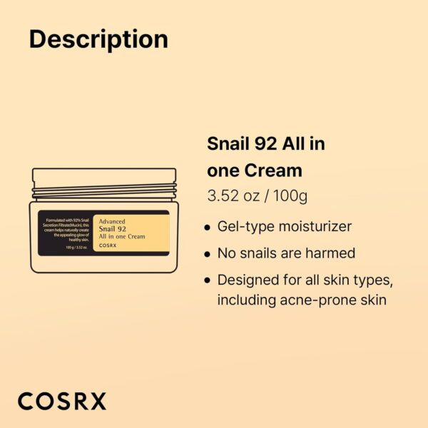 Advanced Snail 92 All in one Cream  Korean Skincare 100g - Image 6