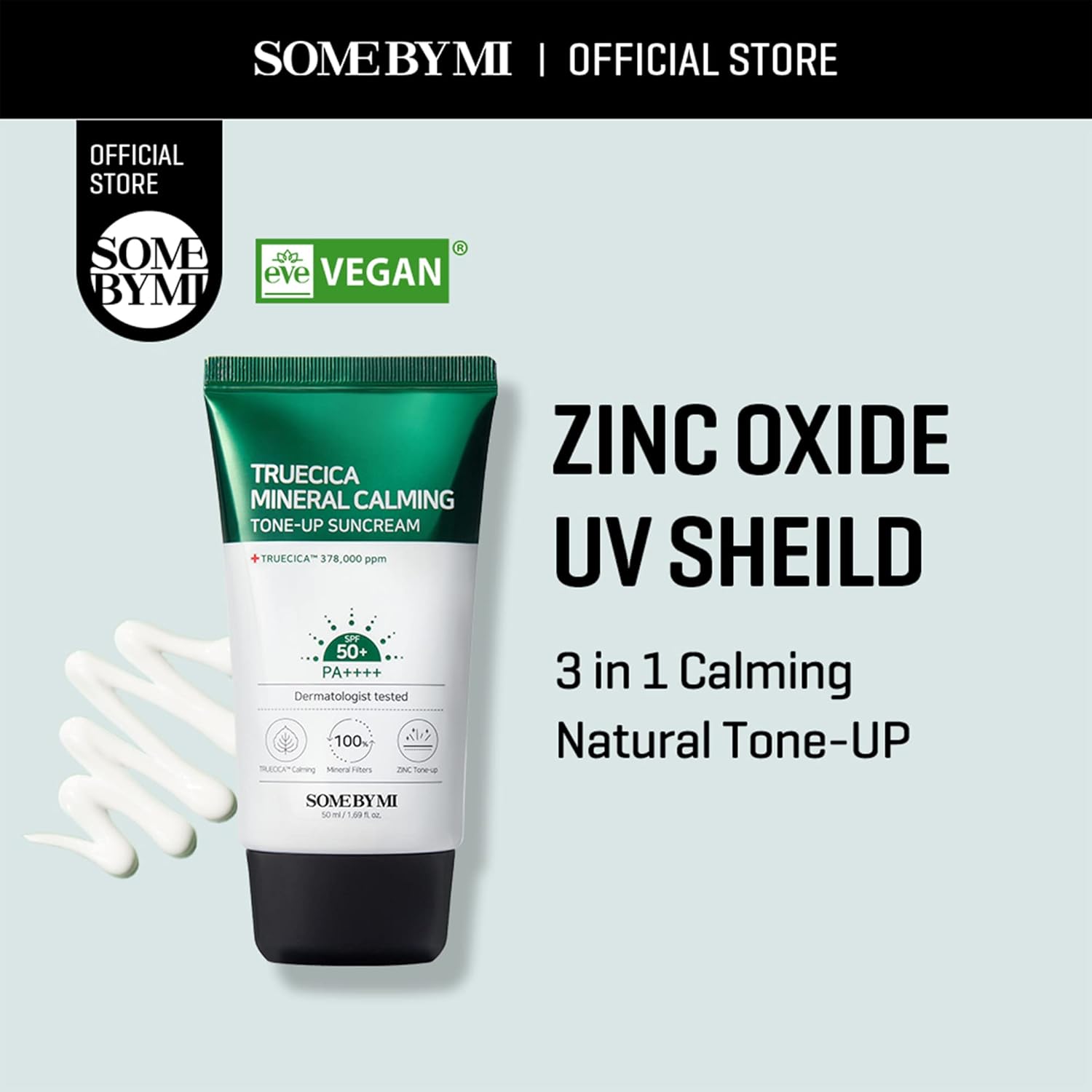 SOME BY MI Truecica Mineral Calming Tone-Up Suncream / SPF50+, PA++++ / 1.69Oz, 50ml