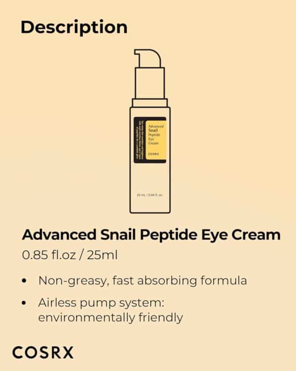 Advanced Snail Peptide Eye Cream Korean Skincare 25ml - Image 4