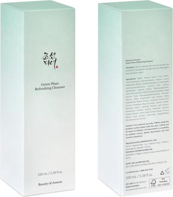 Beauty of Joseon Green Plum Refreshing Cleanser (100ml, 3.38 fl.oz.) - Image 7
